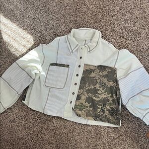 Camouflage Patchwork Button-Up Shirt